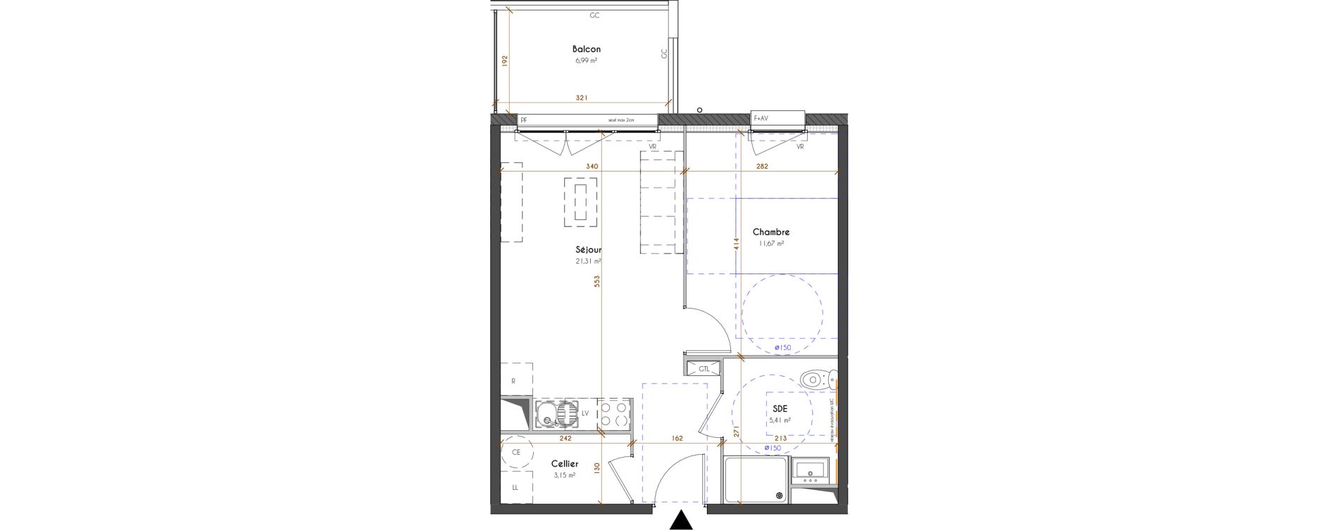 Appartement T2 de 41,54 m2 &agrave; Idron Centre