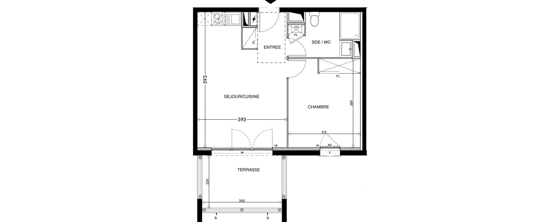 Appartement T2 de 40,58 m2 &agrave; Lescar Centre