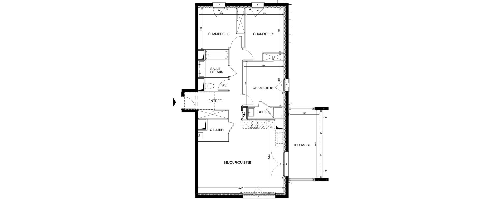 Appartement T4 de 81,75 m2 &agrave; Lescar Centre