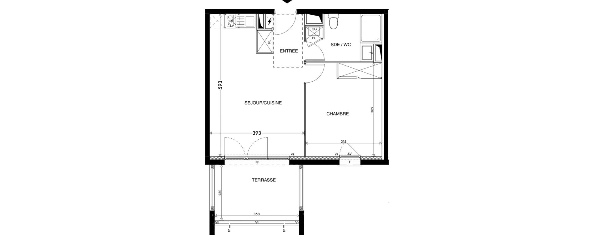 Appartement T2 de 40,53 m2 &agrave; Lescar Centre