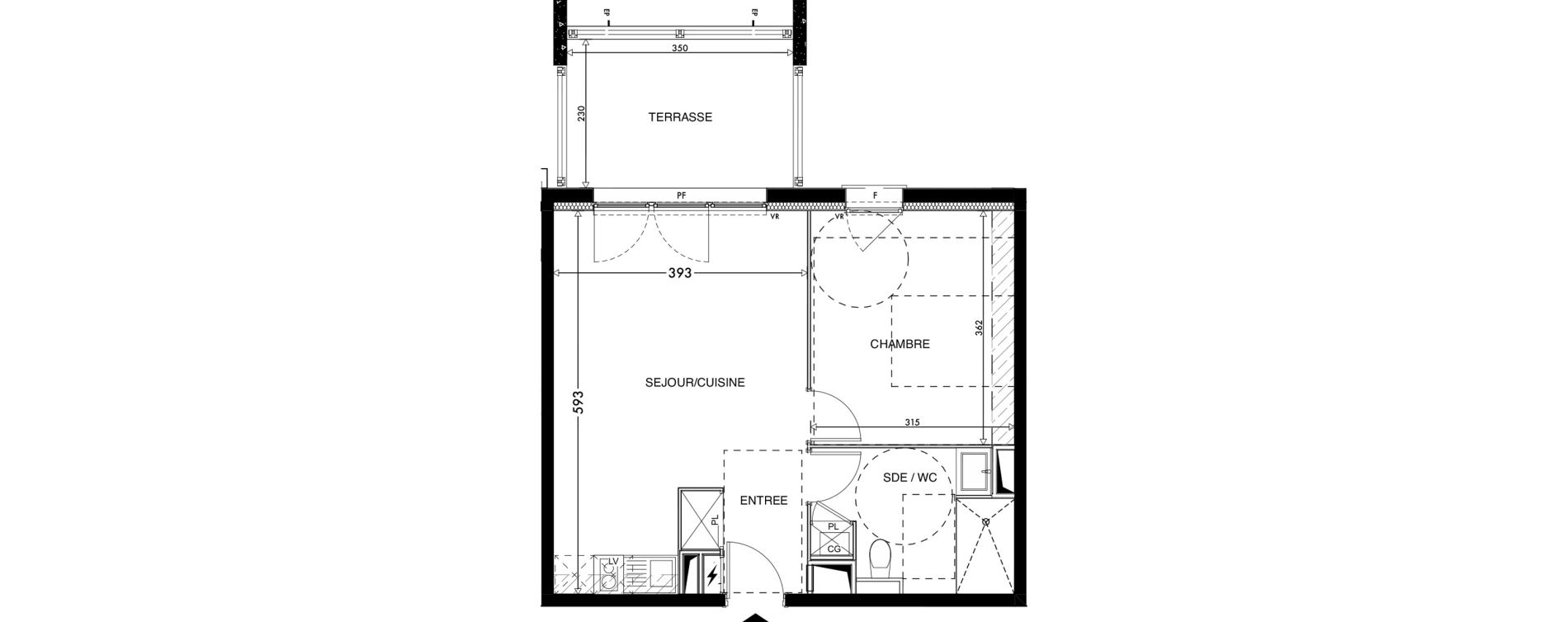 Appartement T2 de 40,52 m2 &agrave; Lescar Centre