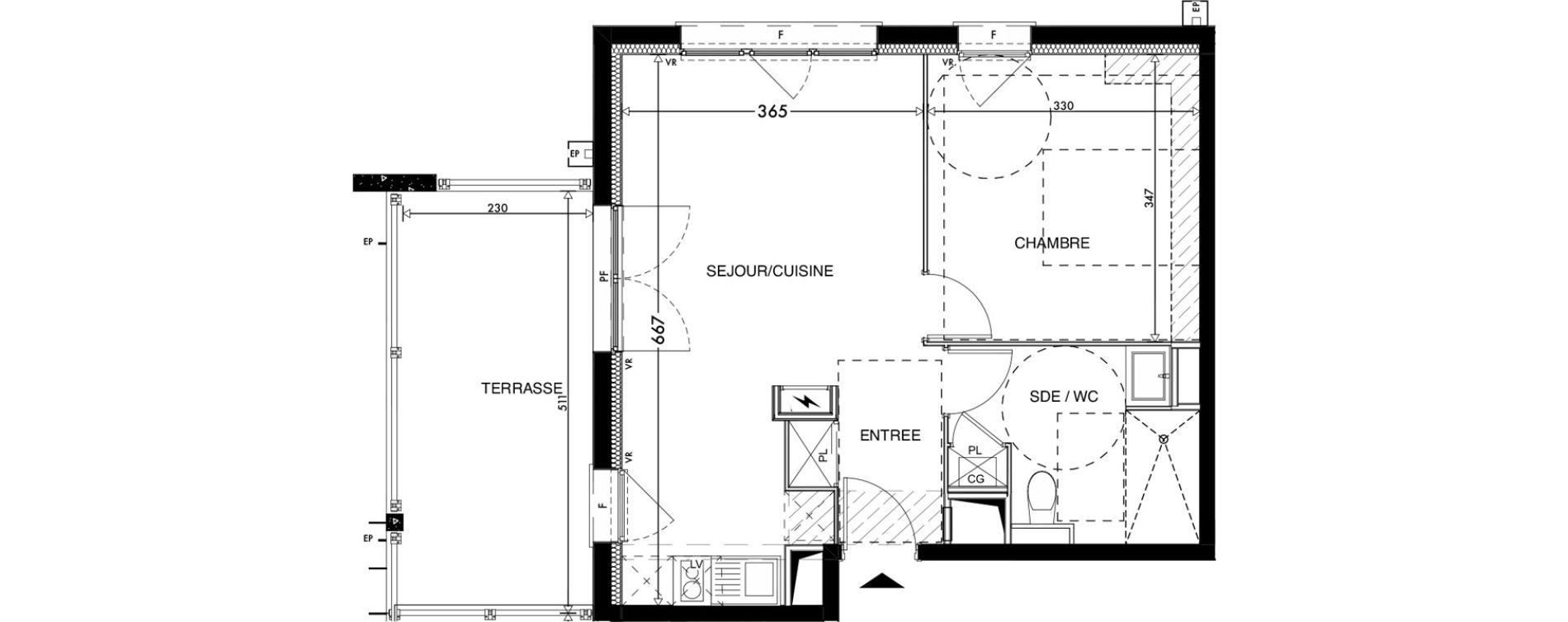 Appartement T2 de 41,26 m2 &agrave; Lescar Centre