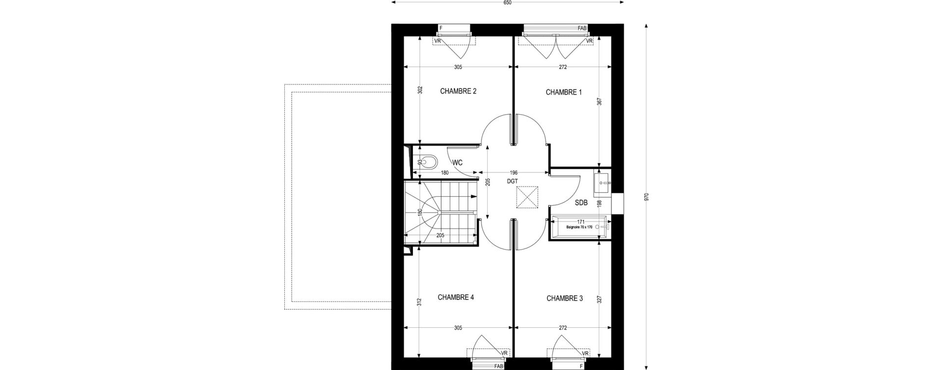 Maison T5 de 96,11 m2 &agrave; Lescar Centre