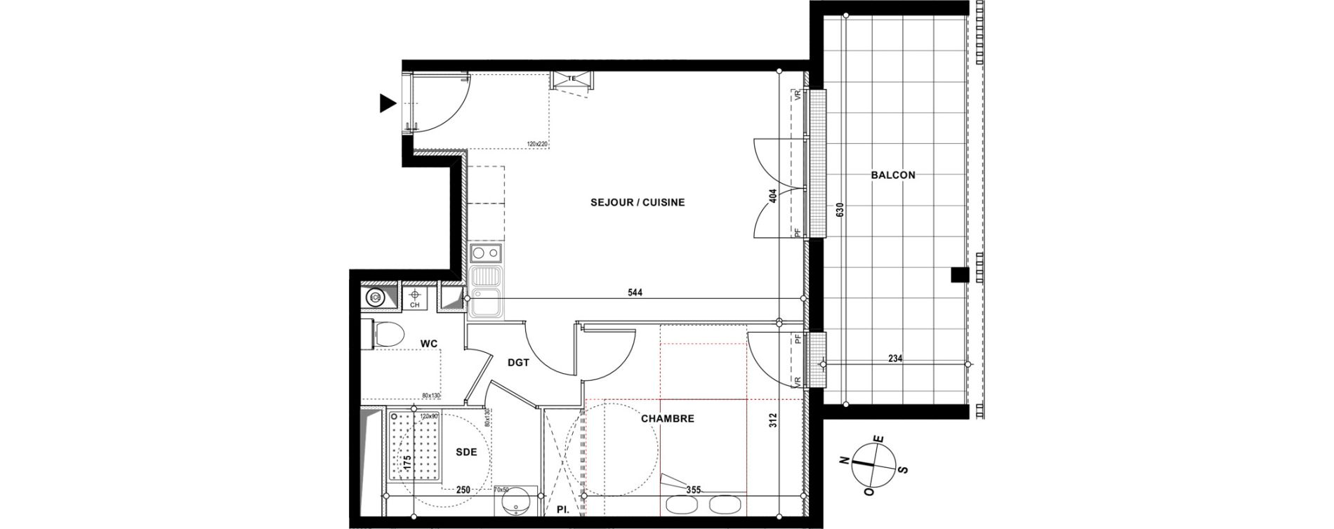 Appartement T2 de 44,70 m2 &agrave; Lons Erckman - val d or - pont long