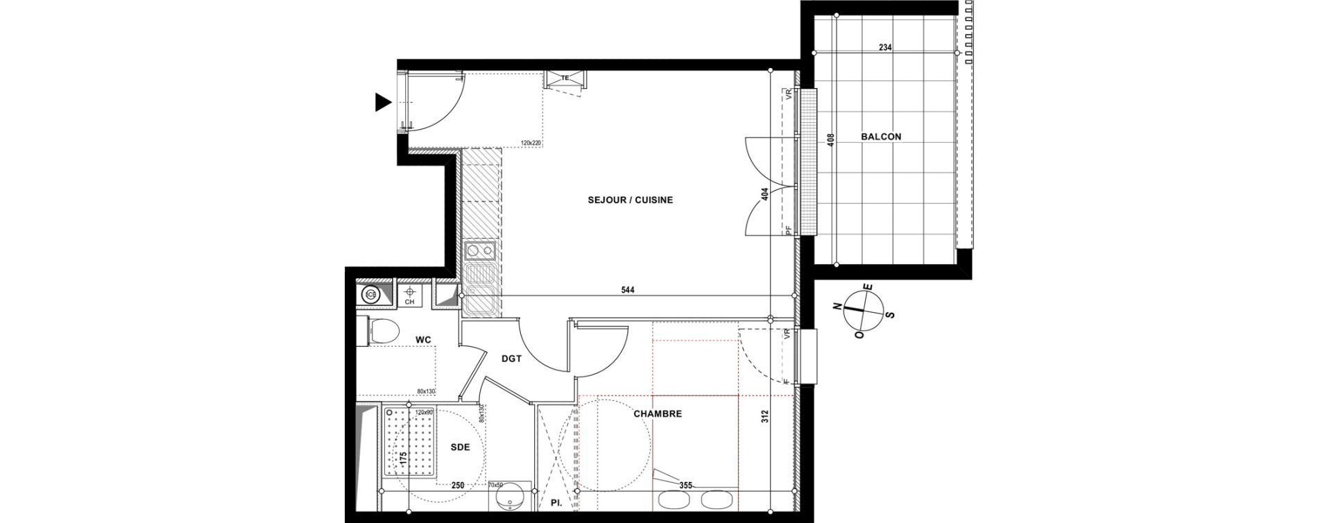Appartement T2 de 44,70 m2 &agrave; Lons Erckman - val d or - pont long