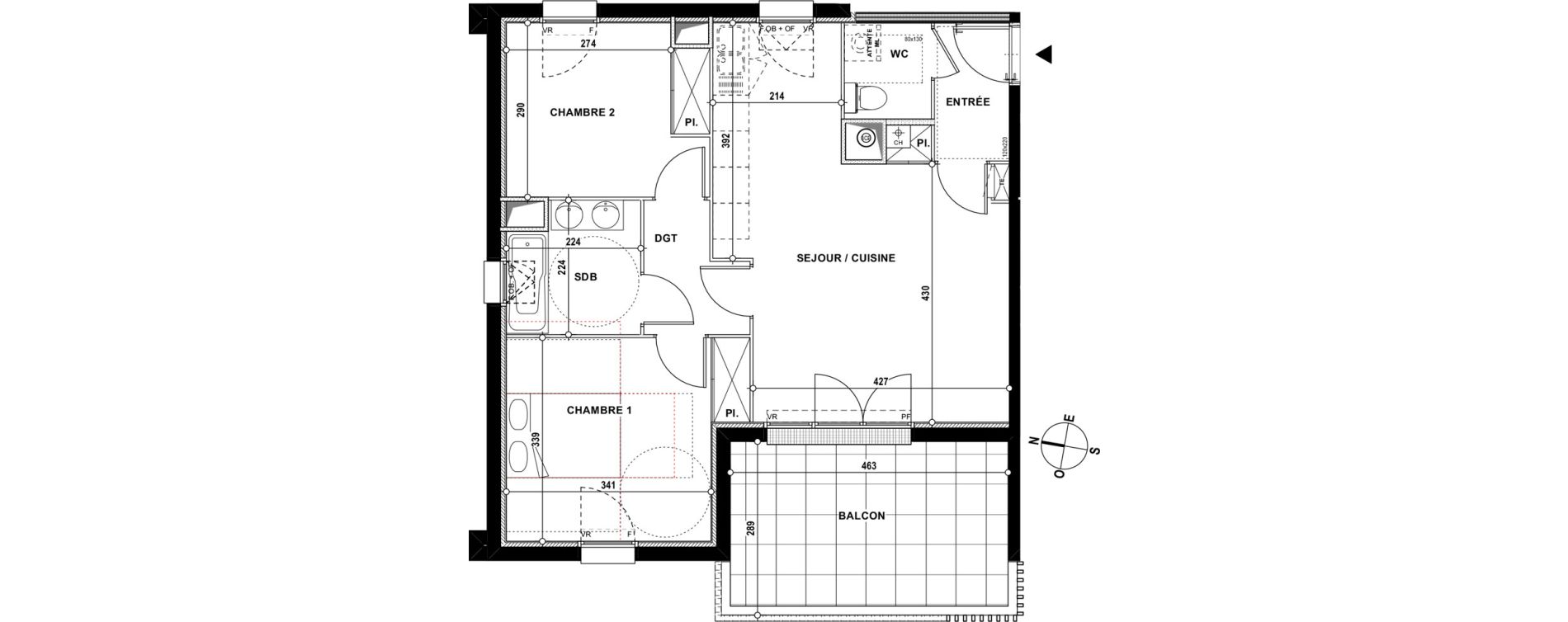Appartement T3 de 60,00 m2 &agrave; Lons Erckman - val d or - pont long
