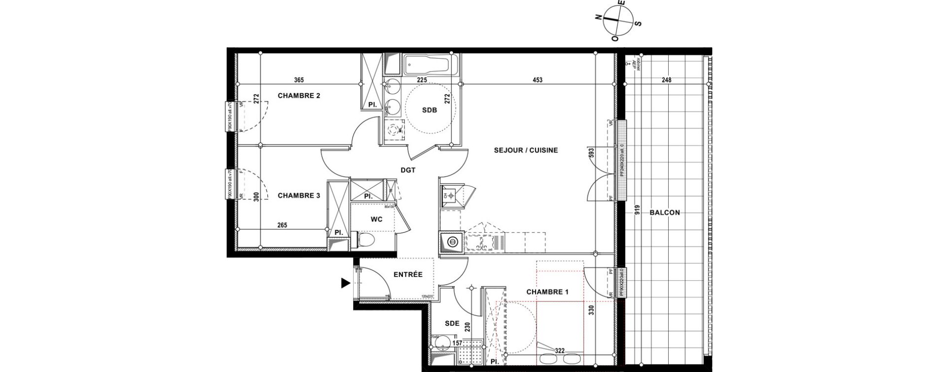 Appartement T4 de 83,20 m2 &agrave; Lons Erckman - val d or - pont long