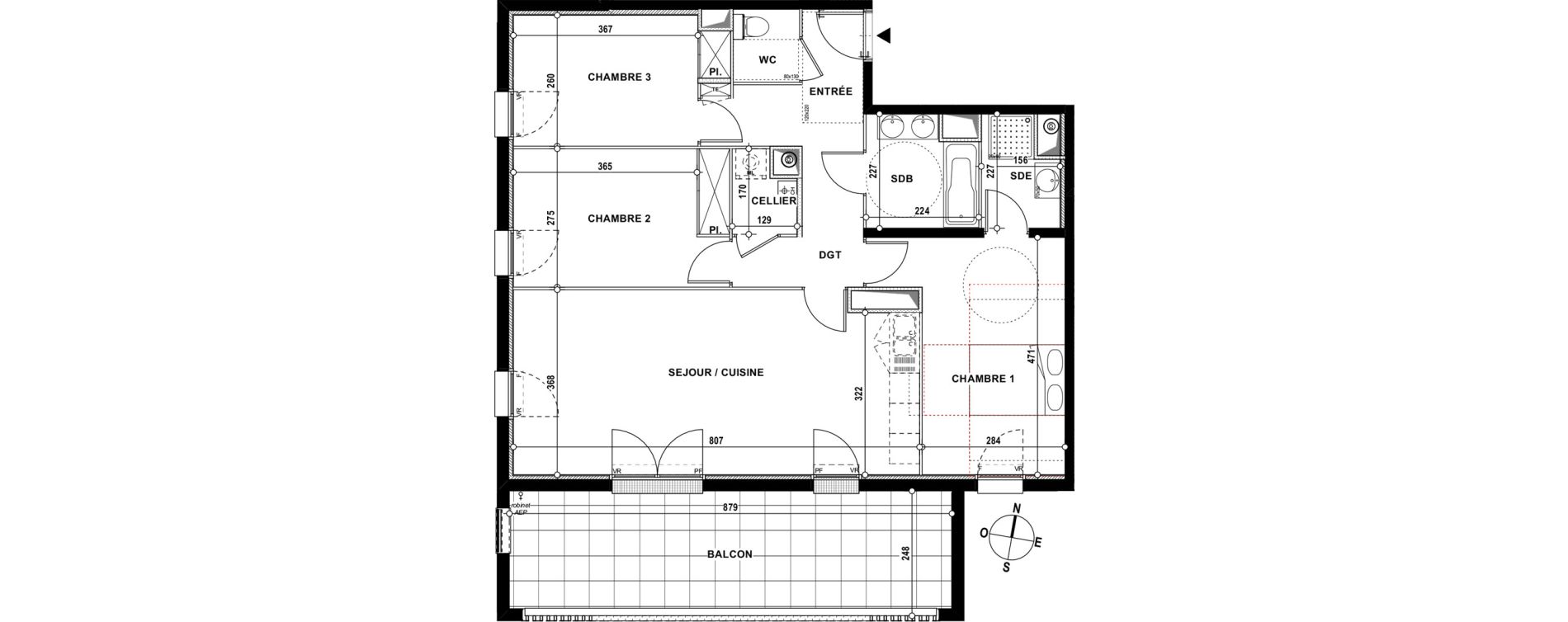 Appartement T4 de 87,40 m2 &agrave; Lons Erckman - val d or - pont long