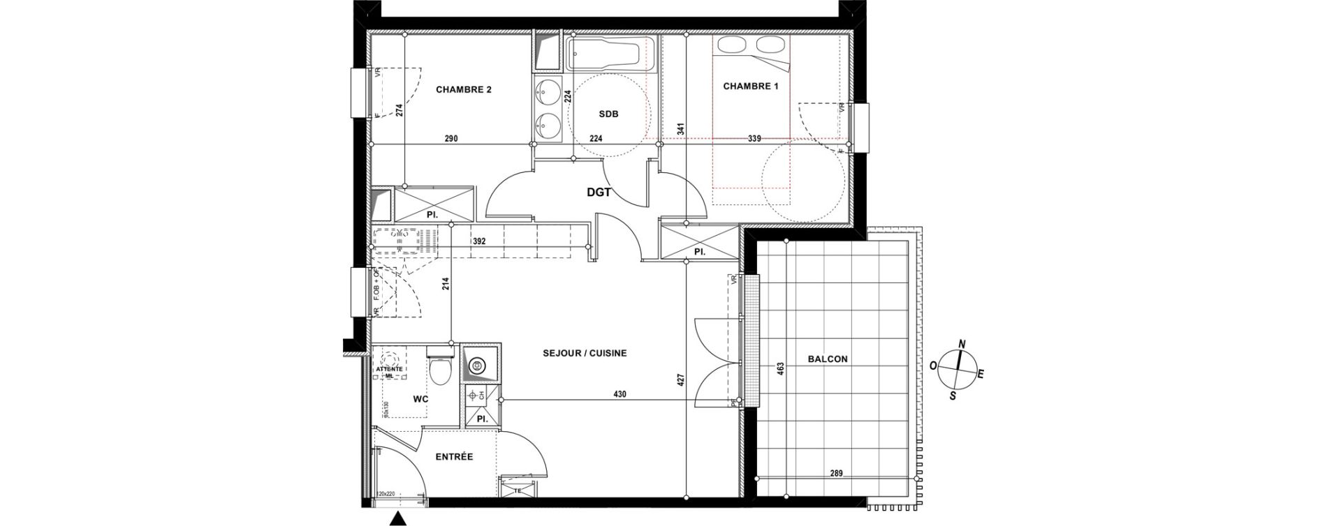 Appartement T3 de 60,00 m2 &agrave; Lons Erckman - val d or - pont long