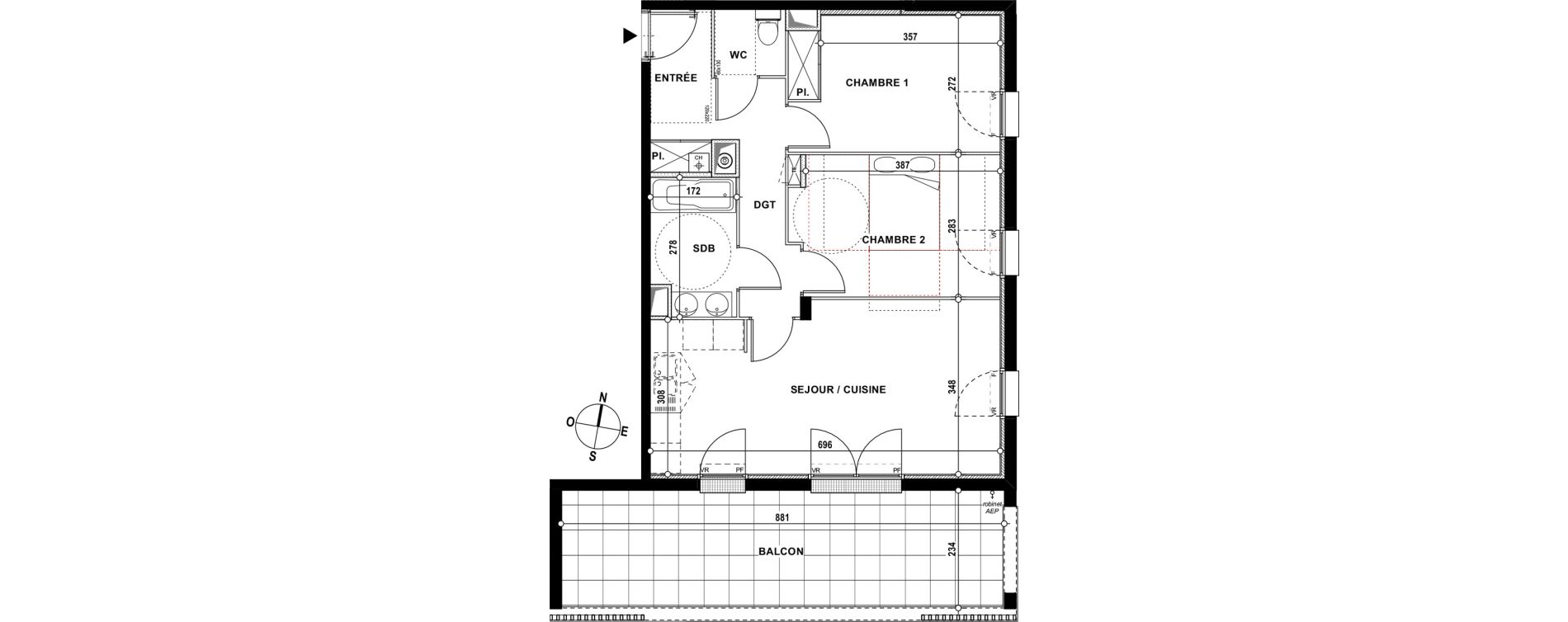 Appartement T3 de 61,40 m2 &agrave; Lons Erckman - val d or - pont long