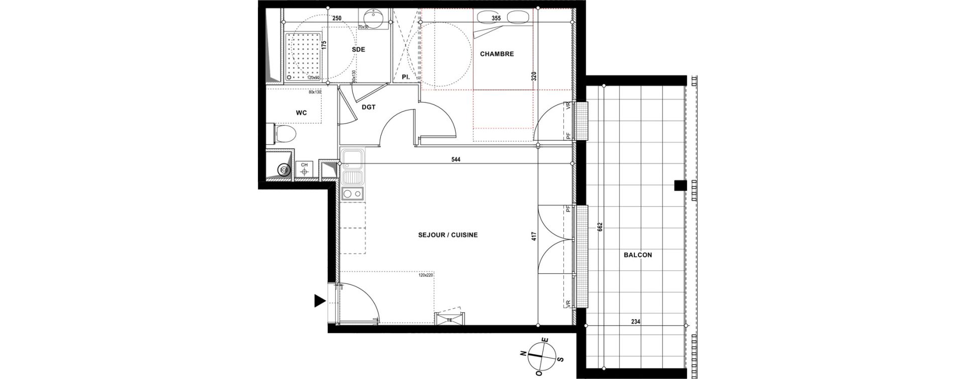 Appartement T2 de 45,00 m2 &agrave; Lons Erckman - val d or - pont long