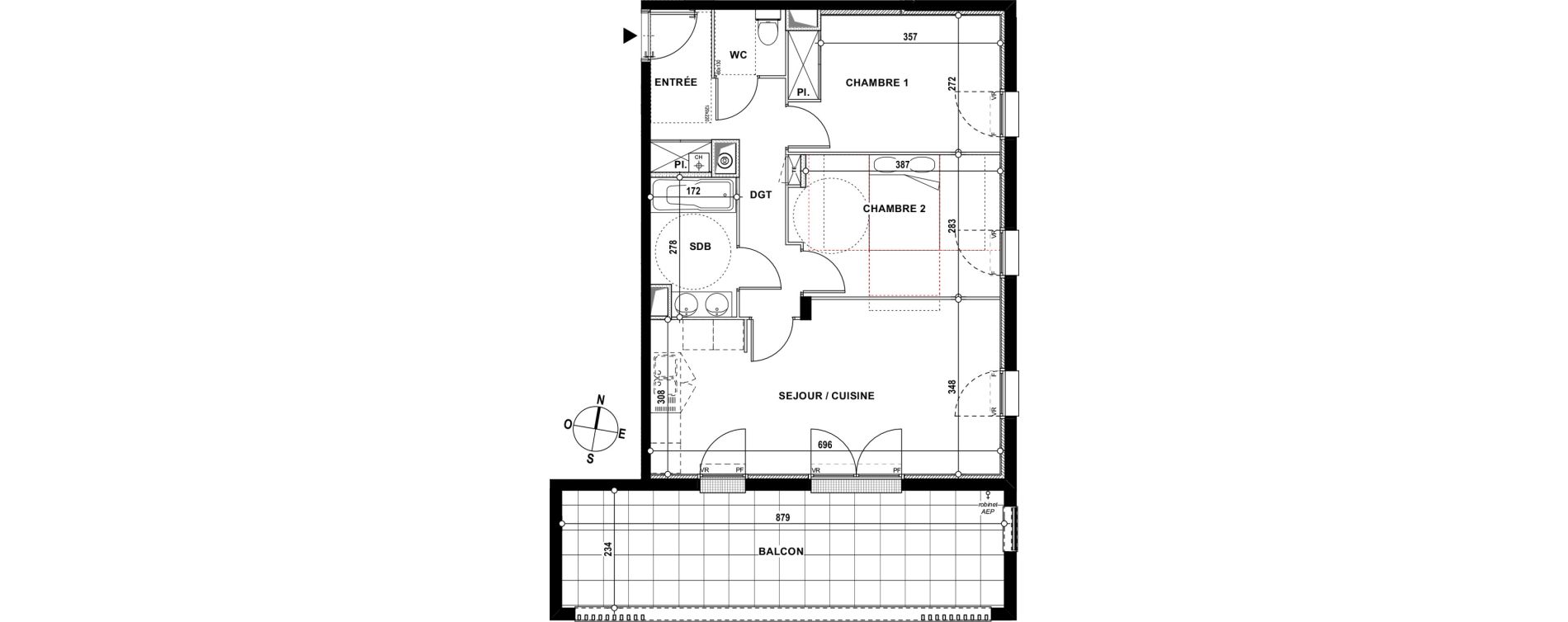 Appartement T3 de 61,40 m2 &agrave; Lons Erckman - val d or - pont long