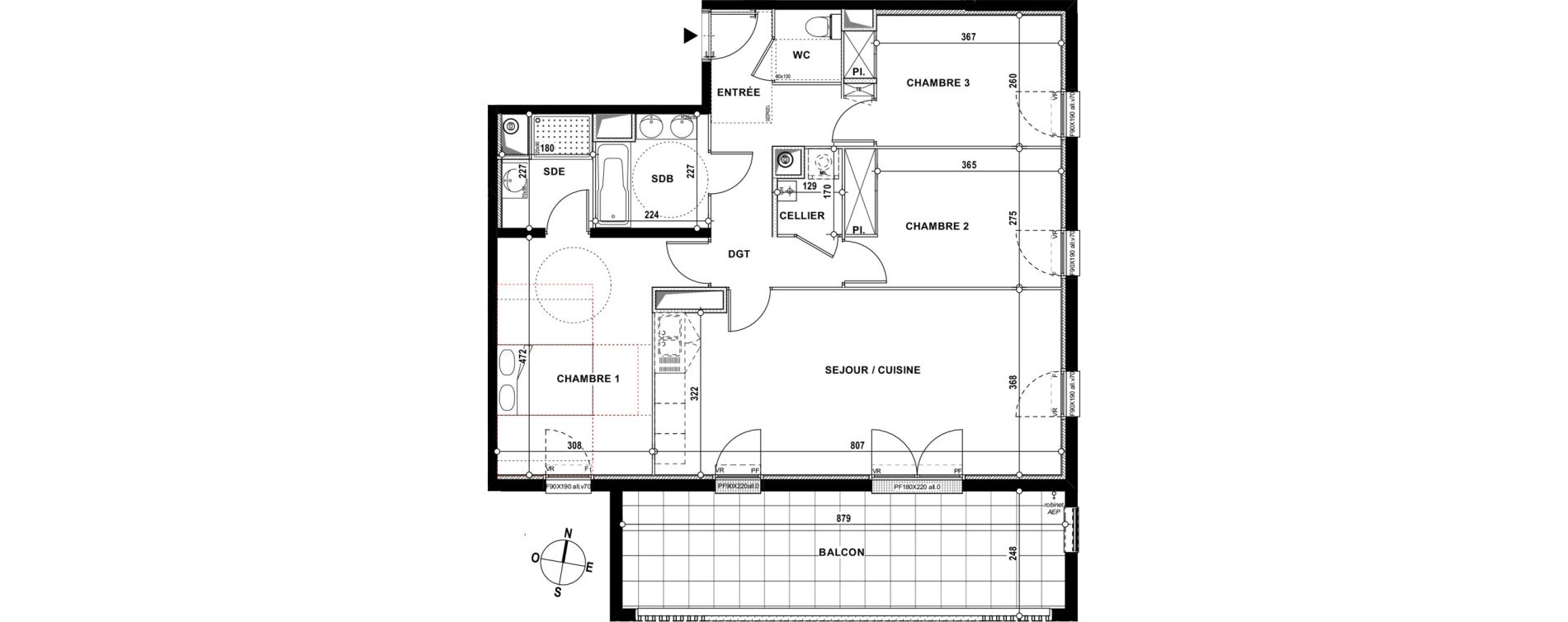 Appartement T4 de 89,00 m2 &agrave; Lons Erckman - val d or - pont long