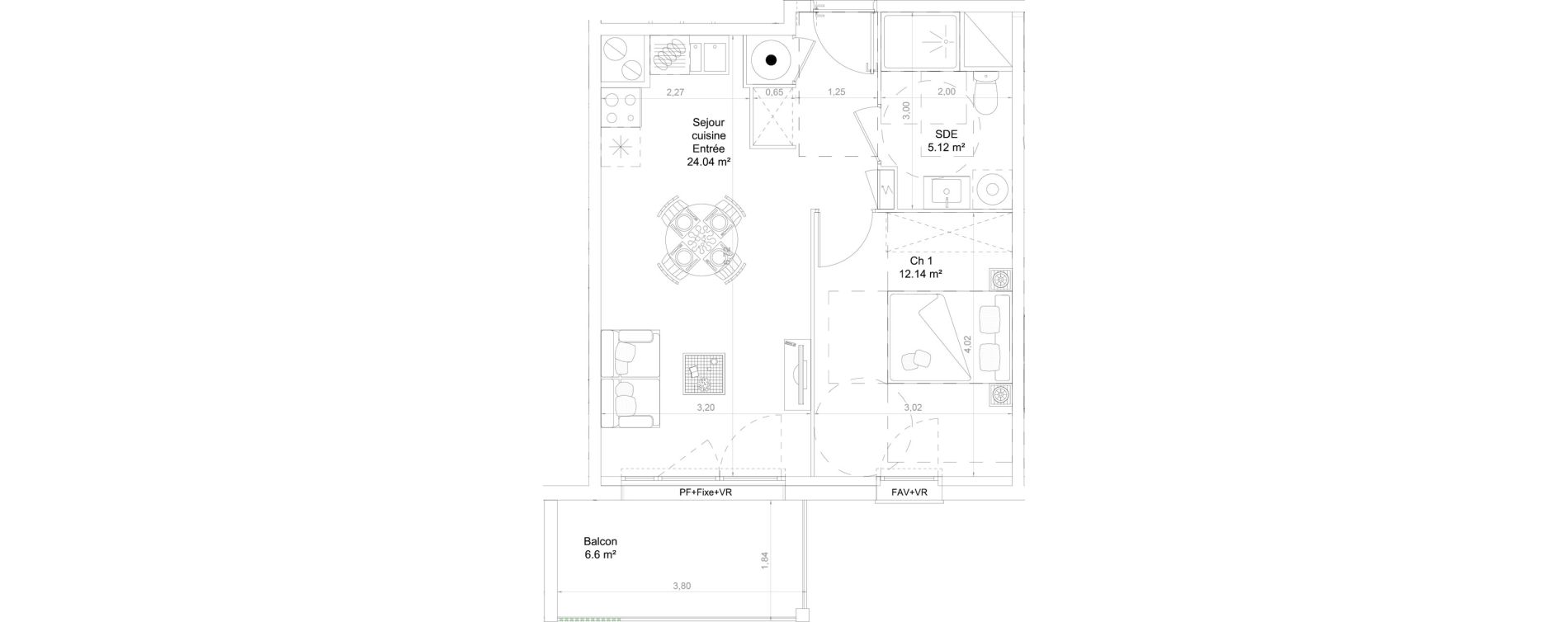 Appartement T2 de 41,30 m2 &agrave; Lons Centre