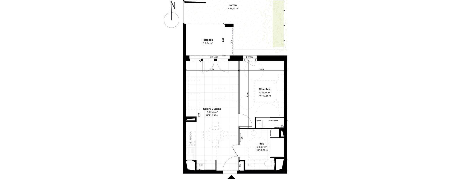 Appartement T2 de 40,87 m2 &agrave; Lons Erckman - val d or - pont long