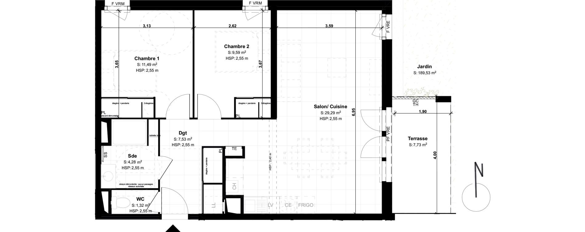 Appartement T3 de 63,50 m2 &agrave; Lons Erckman - val d or - pont long