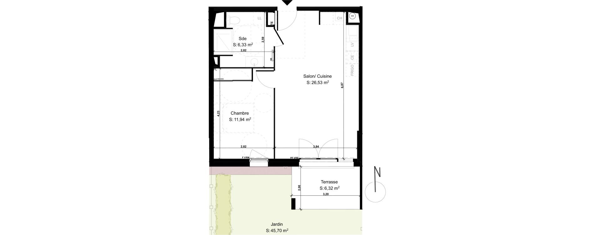 Appartement T2 de 44,80 m2 &agrave; Lons Erckman - val d or - pont long