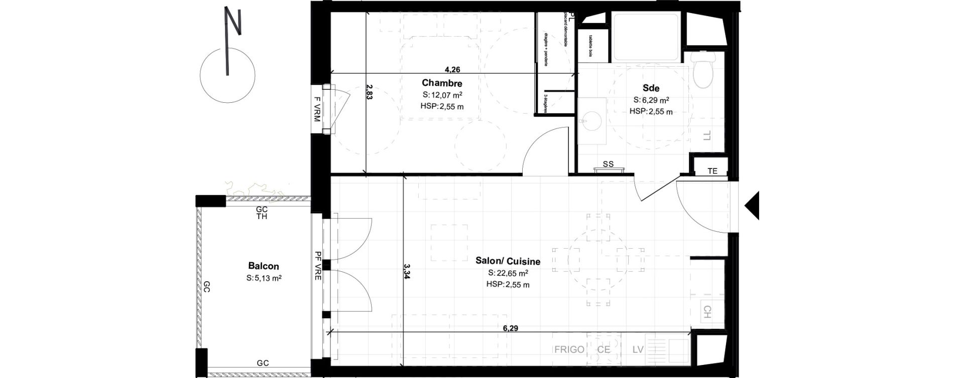 Appartement T2 de 41,01 m2 &agrave; Lons Erckman - val d or - pont long
