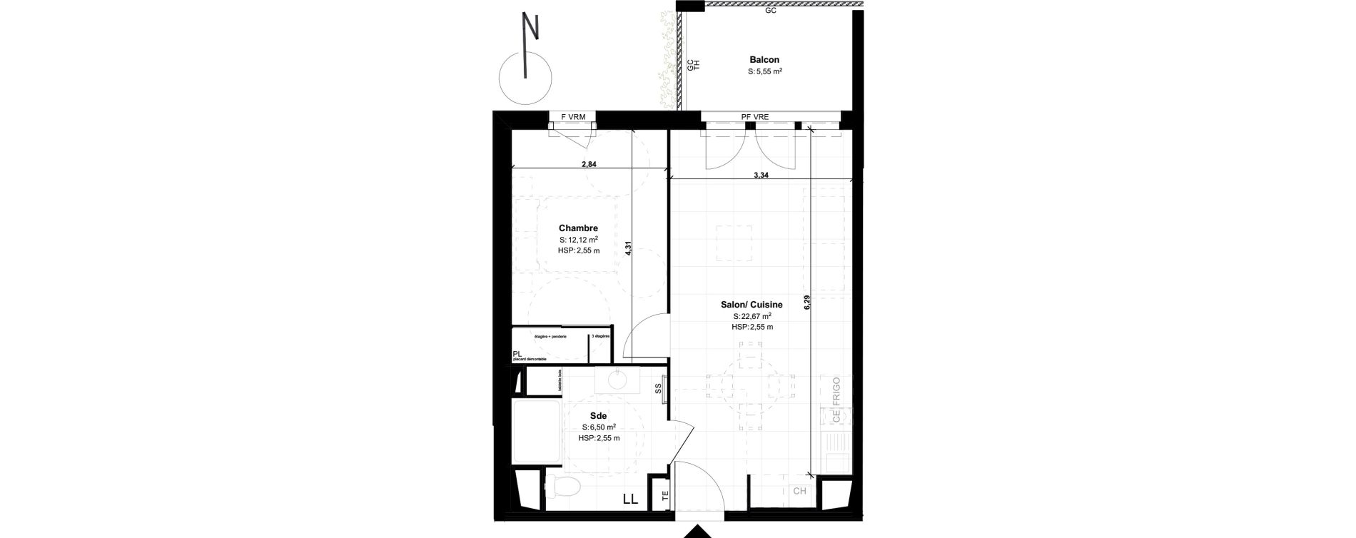 Appartement T2 de 41,29 m2 &agrave; Lons Erckman - val d or - pont long