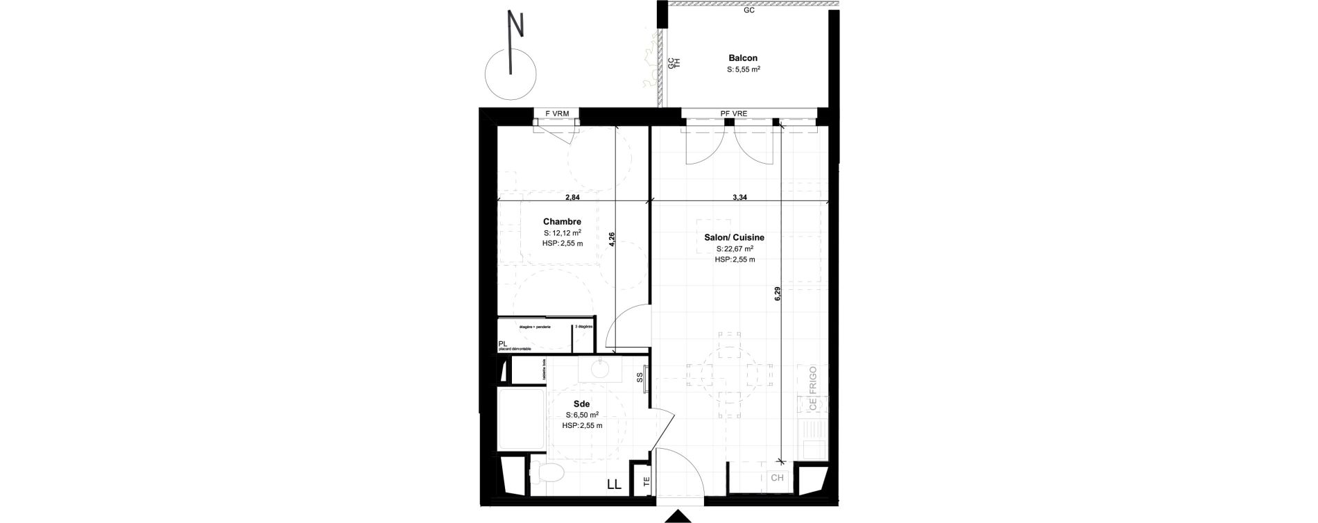 Appartement T2 de 41,29 m2 &agrave; Lons Erckman - val d or - pont long