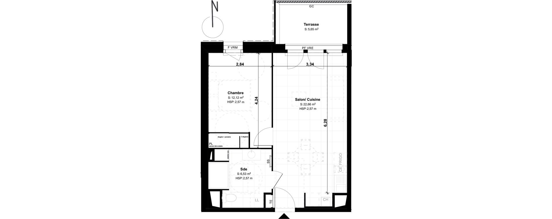 Appartement T2 de 41,31 m2 &agrave; Lons Erckman - val d or - pont long