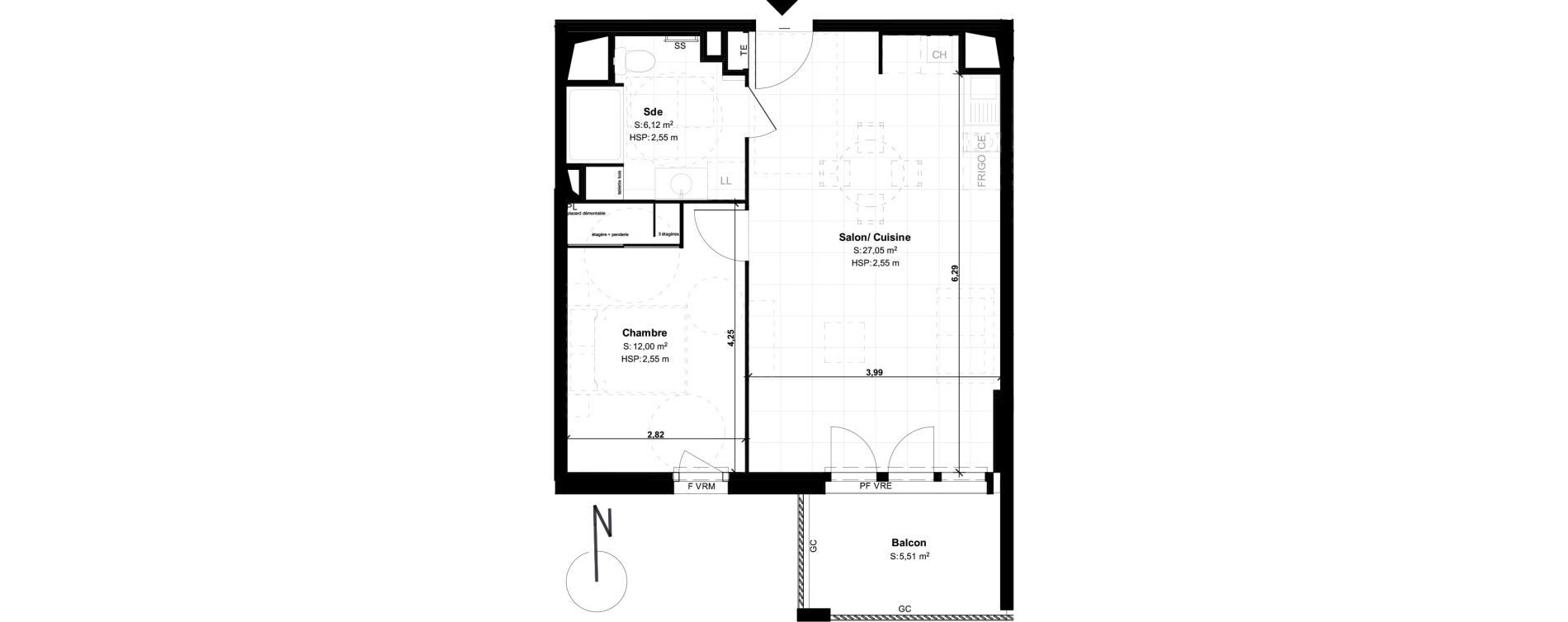 Appartement T2 de 45,17 m2 &agrave; Lons Erckman - val d or - pont long