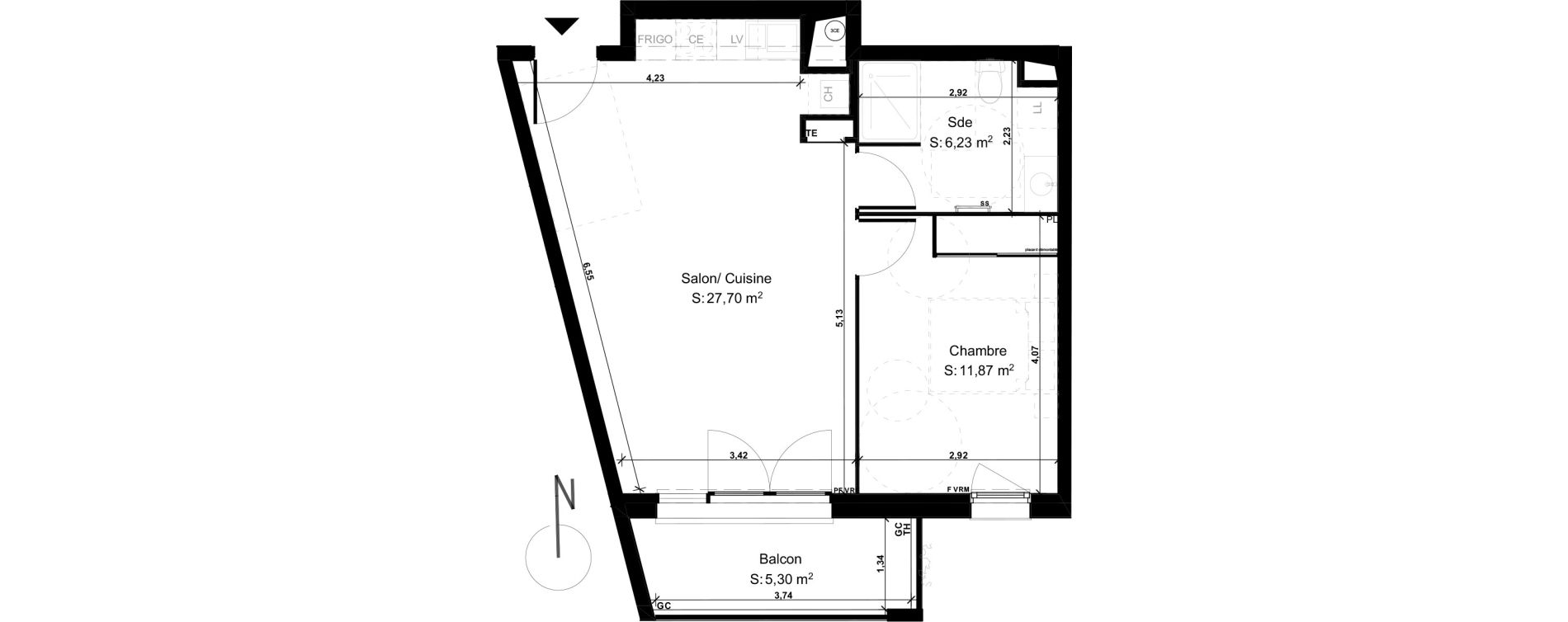 Appartement T2 de 45,80 m2 &agrave; Lons Erckman - val d or - pont long