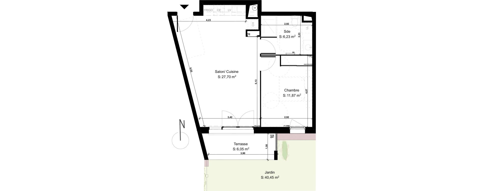 Appartement T2 de 45,80 m2 &agrave; Lons Erckman - val d or - pont long