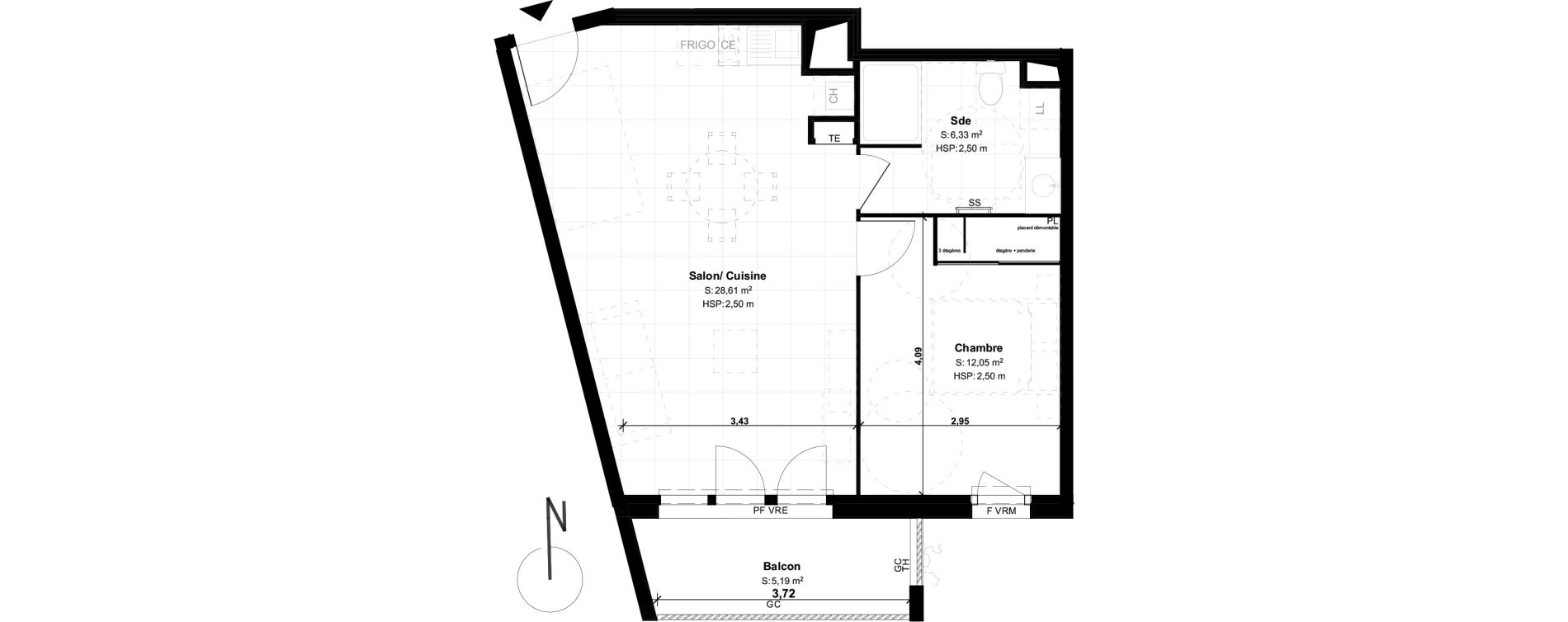 Appartement T2 de 46,99 m2 &agrave; Lons Erckman - val d or - pont long