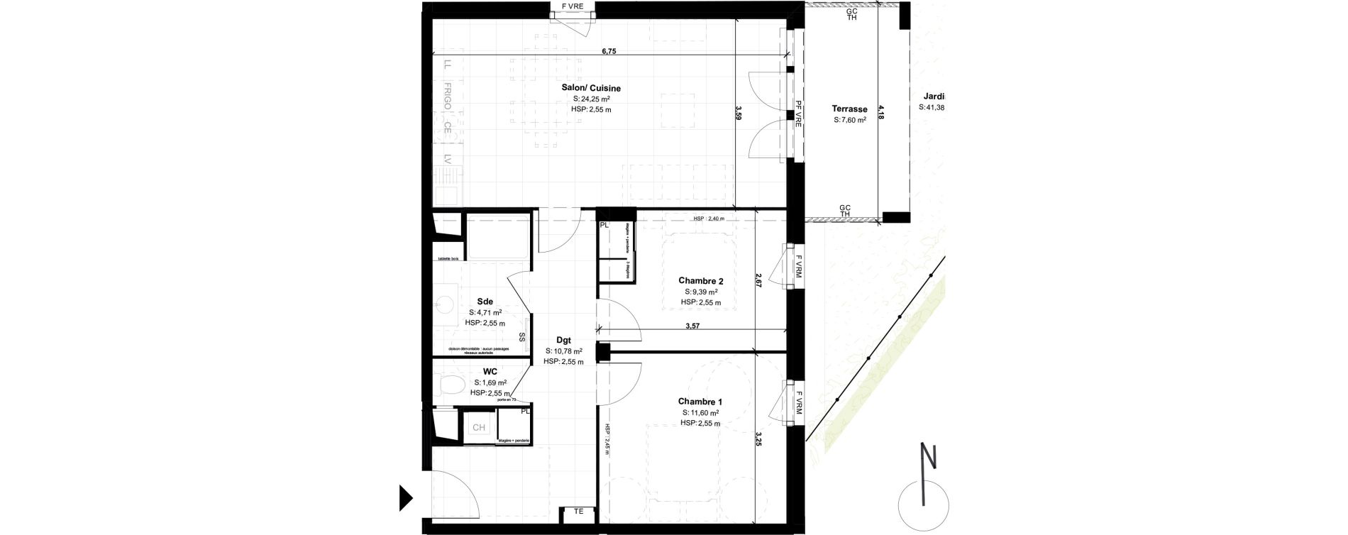 Appartement T3 de 62,42 m2 &agrave; Lons Erckman - val d or - pont long