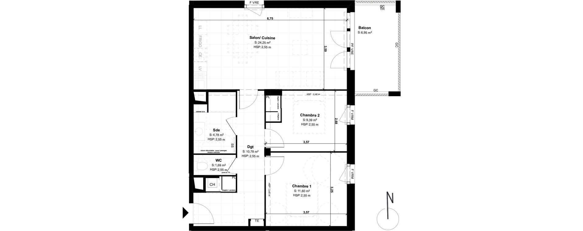 Appartement T3 de 62,49 m2 &agrave; Lons Erckman - val d or - pont long