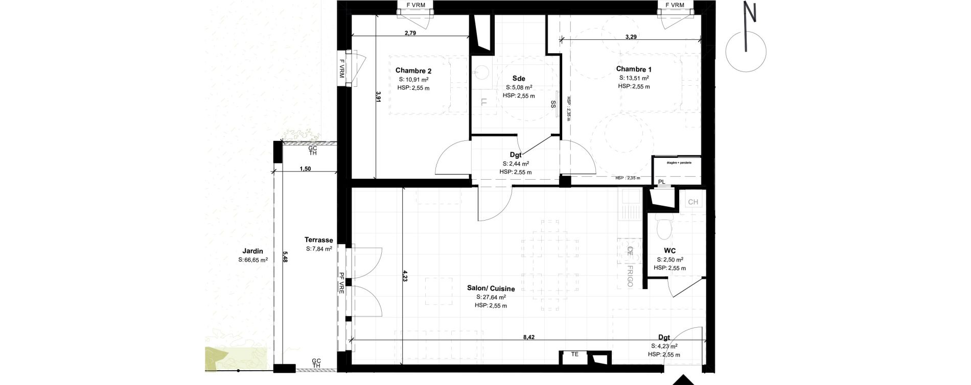 Appartement T3 de 66,31 m2 &agrave; Lons Erckman - val d or - pont long