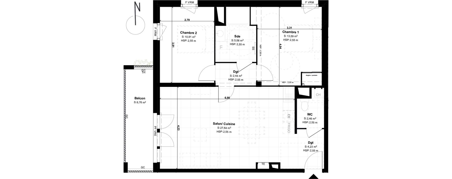 Appartement T3 de 66,33 m2 &agrave; Lons Erckman - val d or - pont long