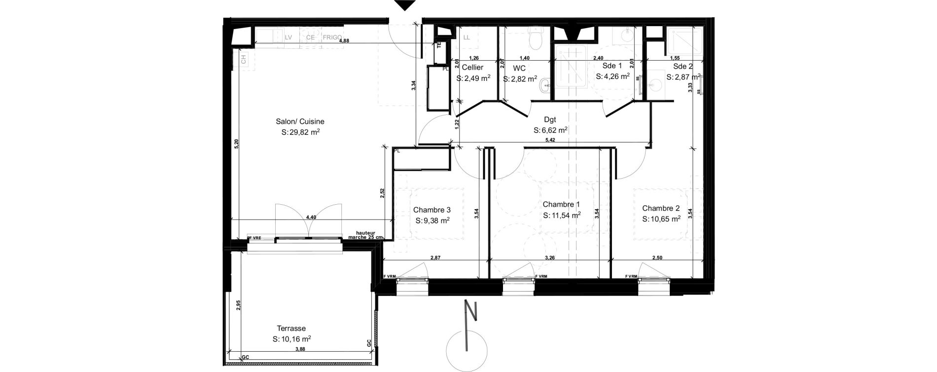 Appartement T4 de 80,45 m2 &agrave; Lons Erckman - val d or - pont long