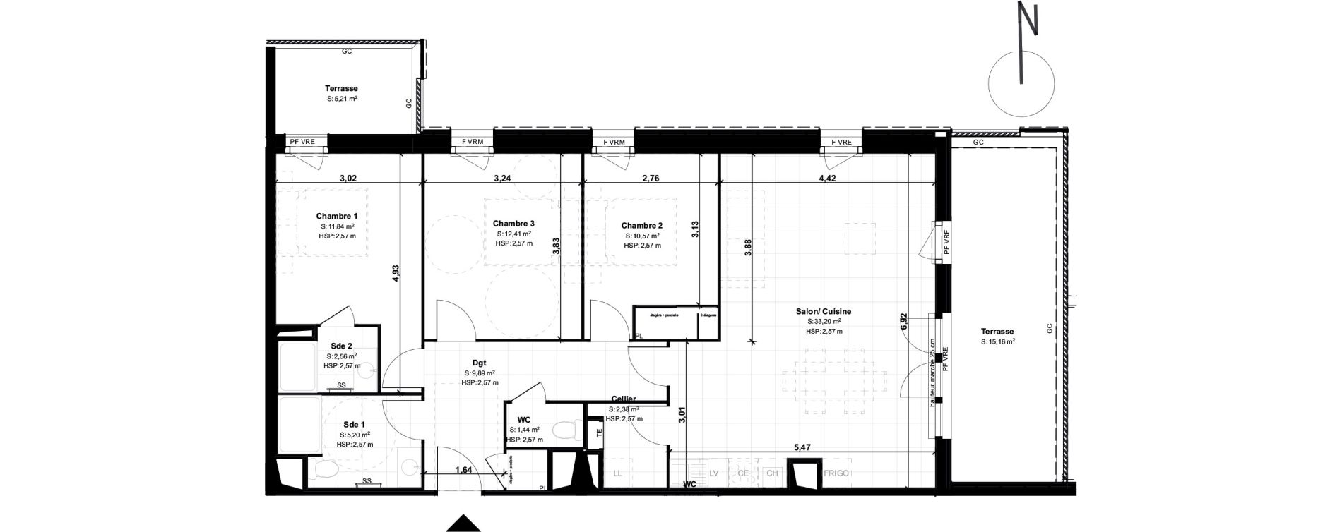 Appartement T4 de 89,49 m2 &agrave; Lons Erckman - val d or - pont long