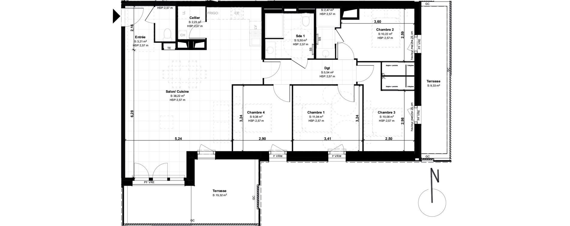 Appartement T5 de 98,15 m2 &agrave; Lons Erckman - val d or - pont long