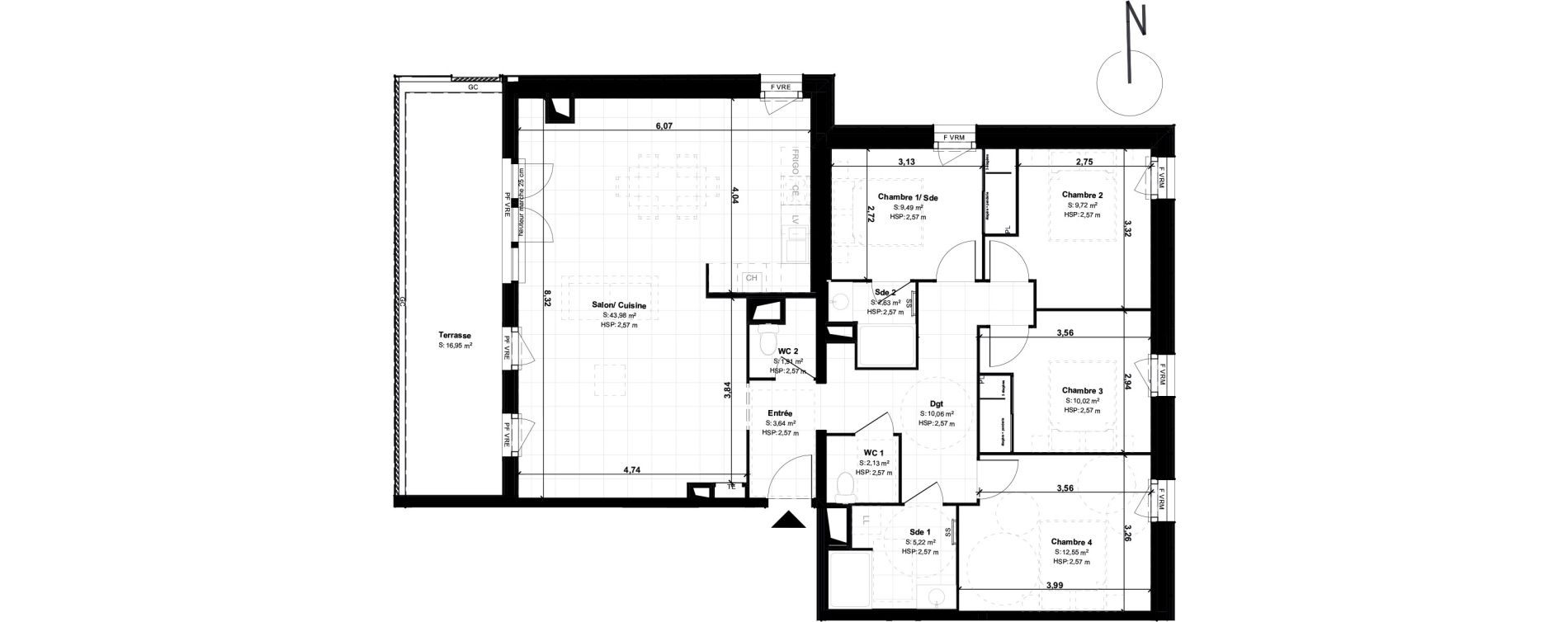 Appartement T5 de 111,35 m2 &agrave; Lons Erckman - val d or - pont long
