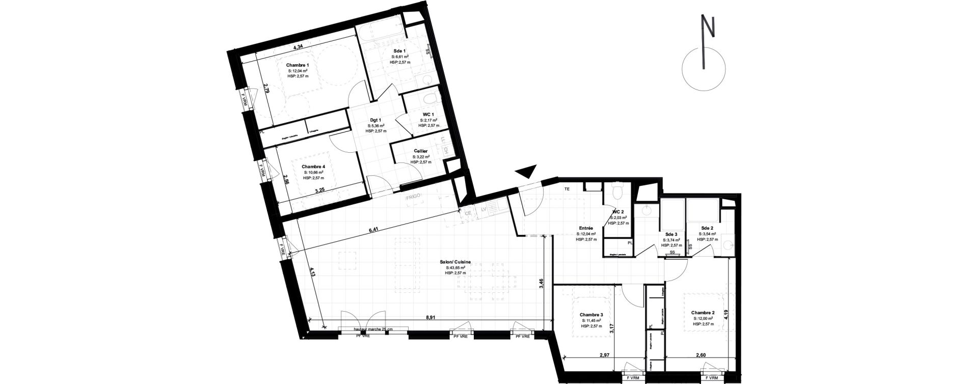 Appartement T5 de 128,51 m2 &agrave; Lons Erckman - val d or - pont long