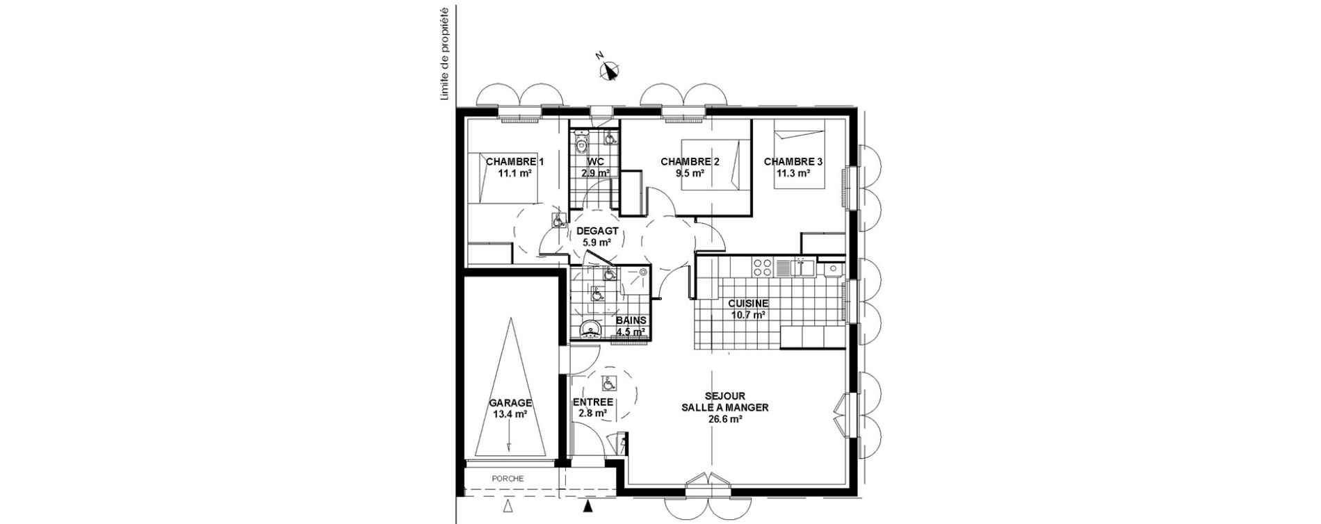 Maison T4 de 85,30 m2 &agrave; Montardon Centre