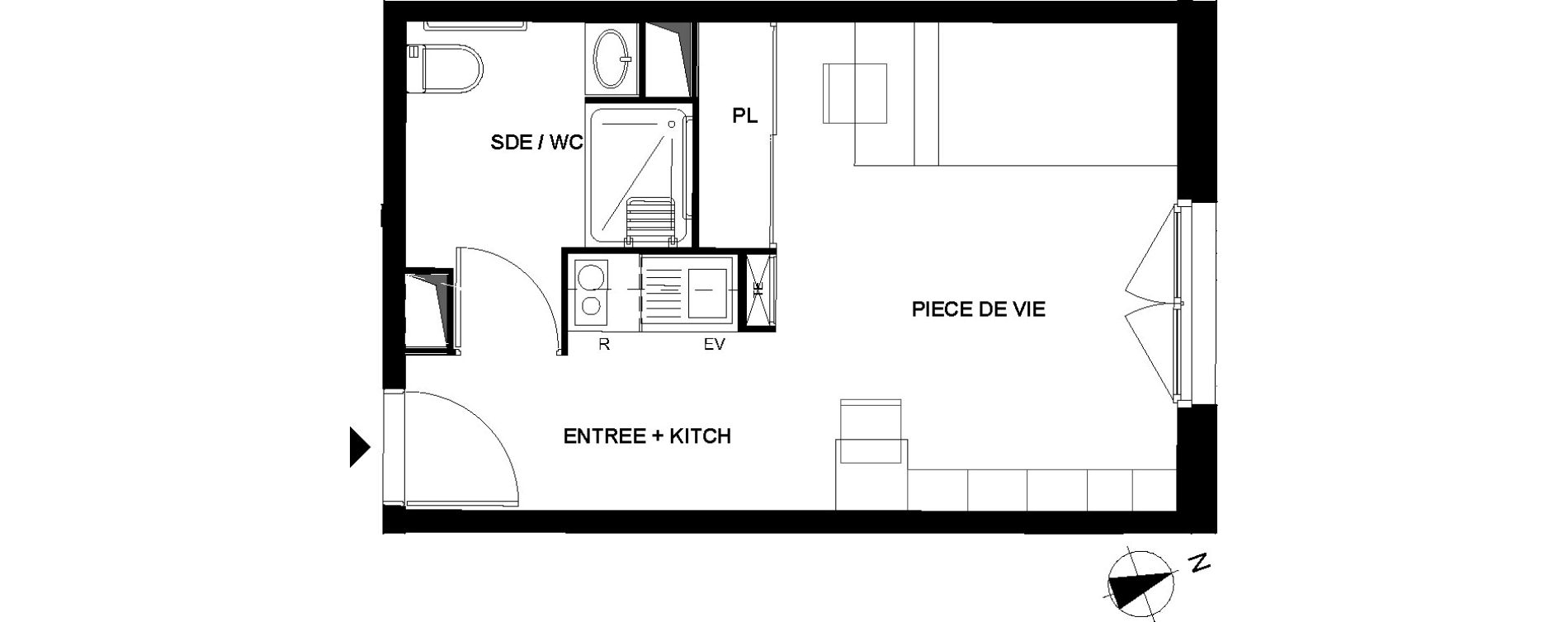 Appartement T1 de 25,22 m2 &agrave; Pau Pau nord