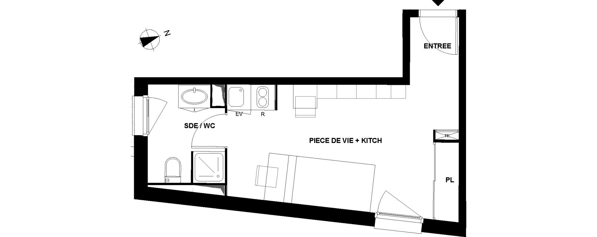 Appartement T1 de 24,96 m2 &agrave; Pau Pau nord