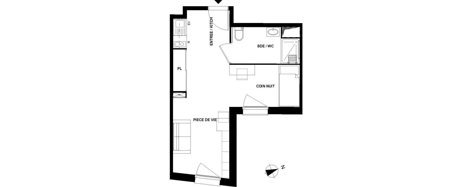 Appartement T1 bis de 32,72 m2 &agrave; Pau Pau nord