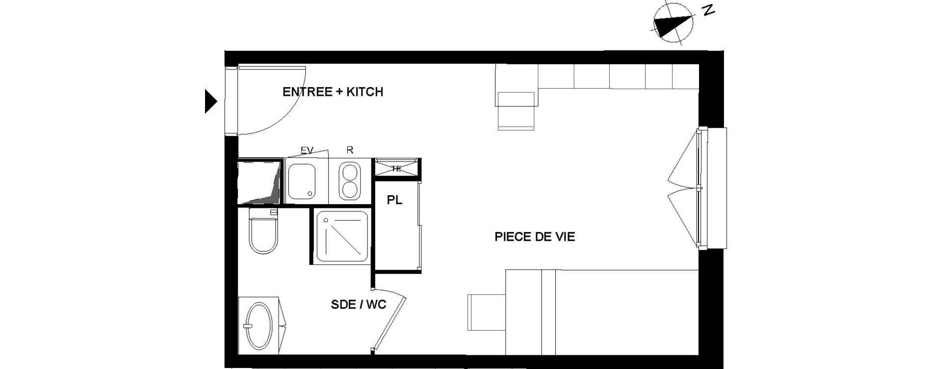 Appartement T1 de 25,42 m2 &agrave; Pau Pau nord