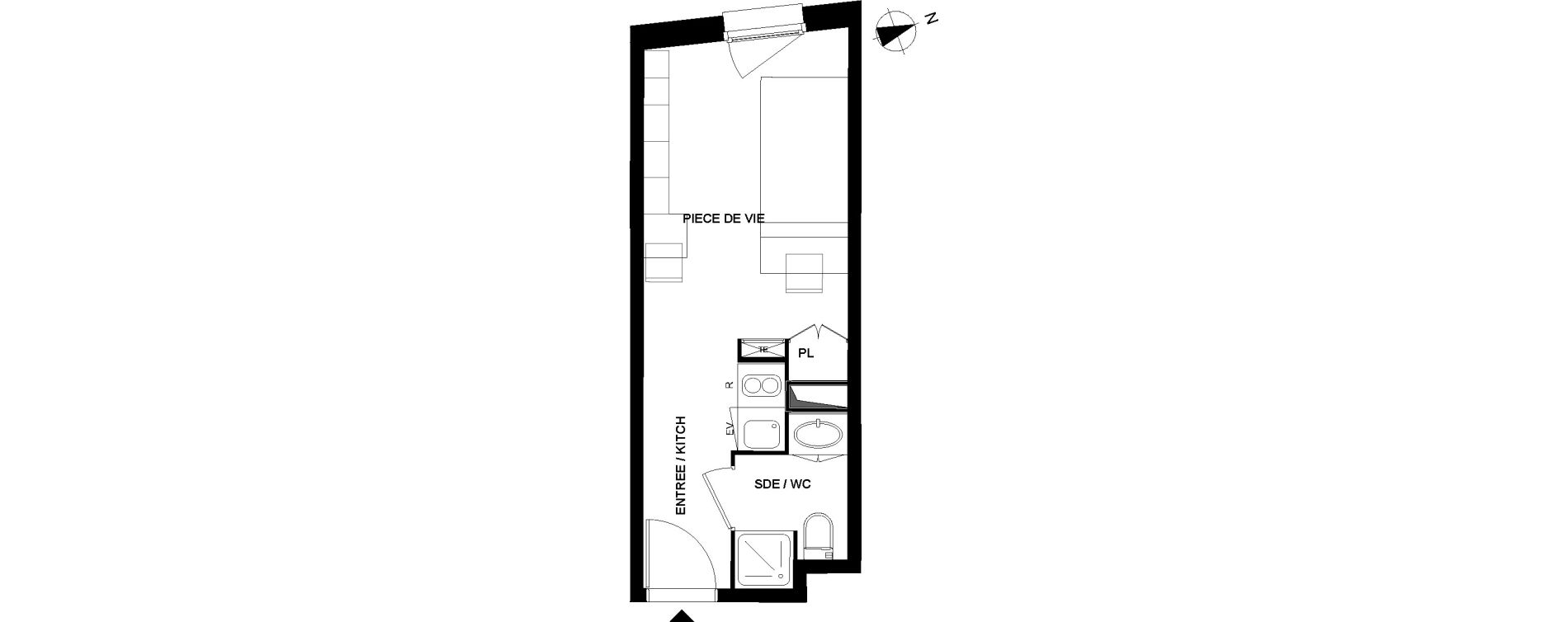 Appartement T1 de 20,14 m2 &agrave; Pau Pau nord