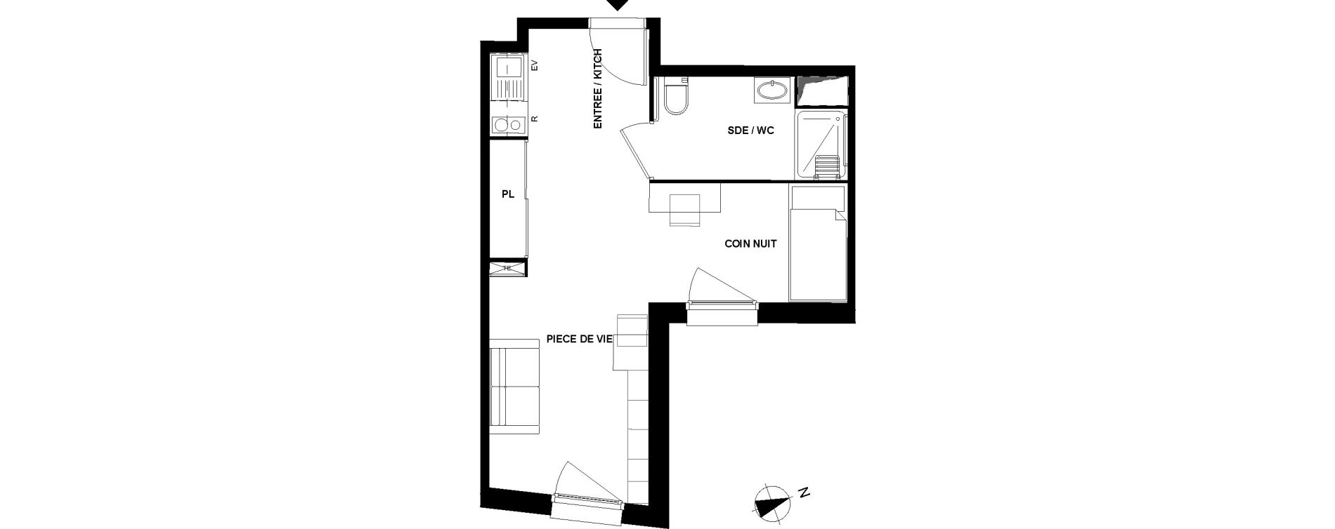 Appartement T1 de 32,72 m2 &agrave; Pau Pau nord
