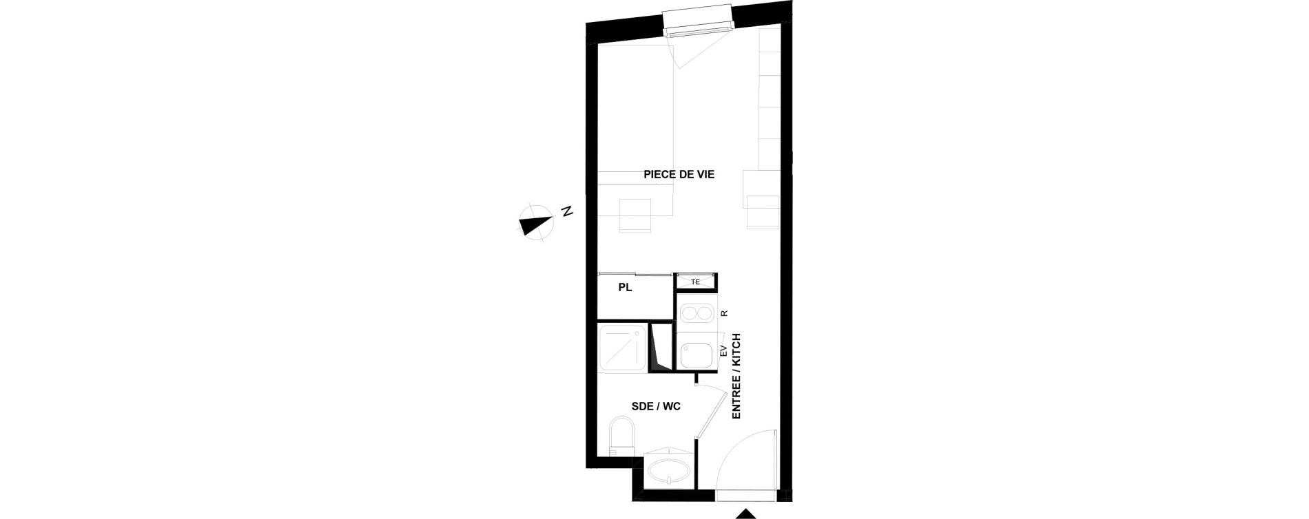 Appartement T1 de 19,76 m2 &agrave; Pau Pau nord