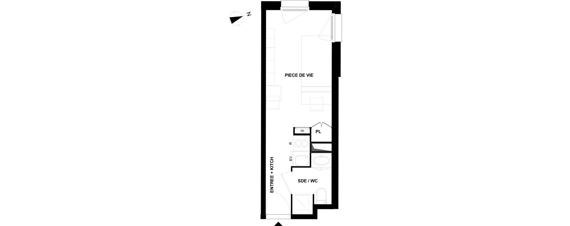 Appartement T1 de 19,81 m2 &agrave; Pau Pau nord