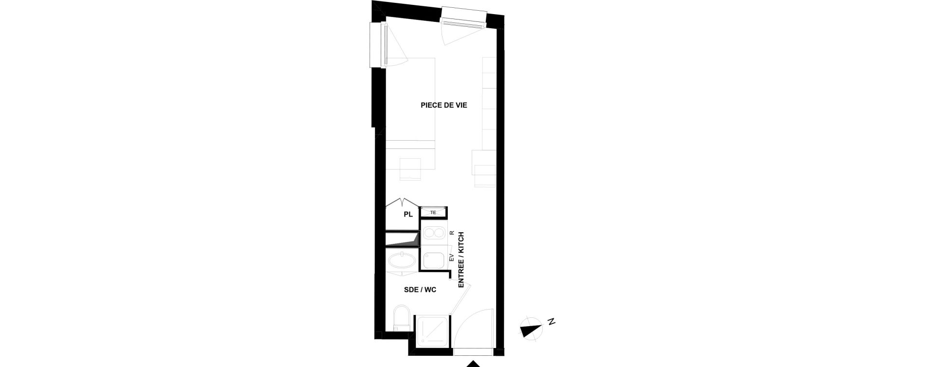 Appartement T1 de 20,18 m2 &agrave; Pau Pau nord
