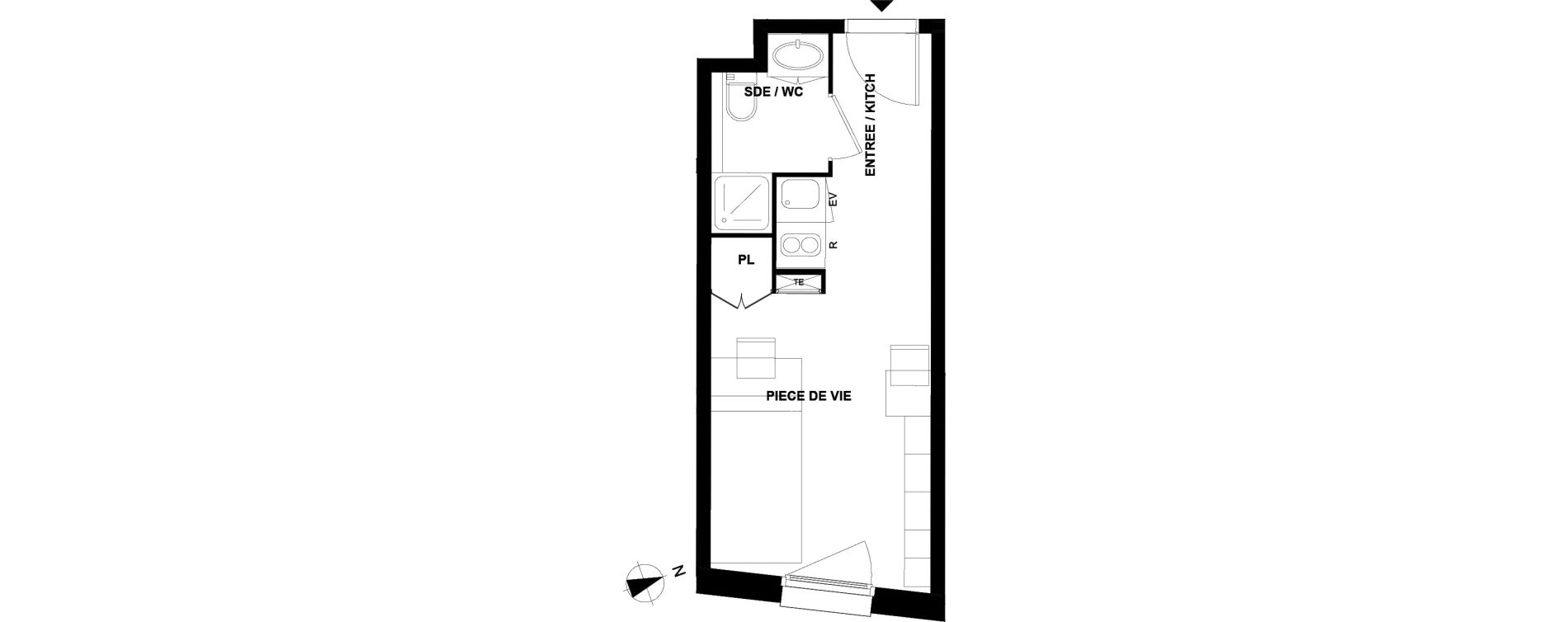 Appartement T1 de 20,12 m2 &agrave; Pau Pau nord