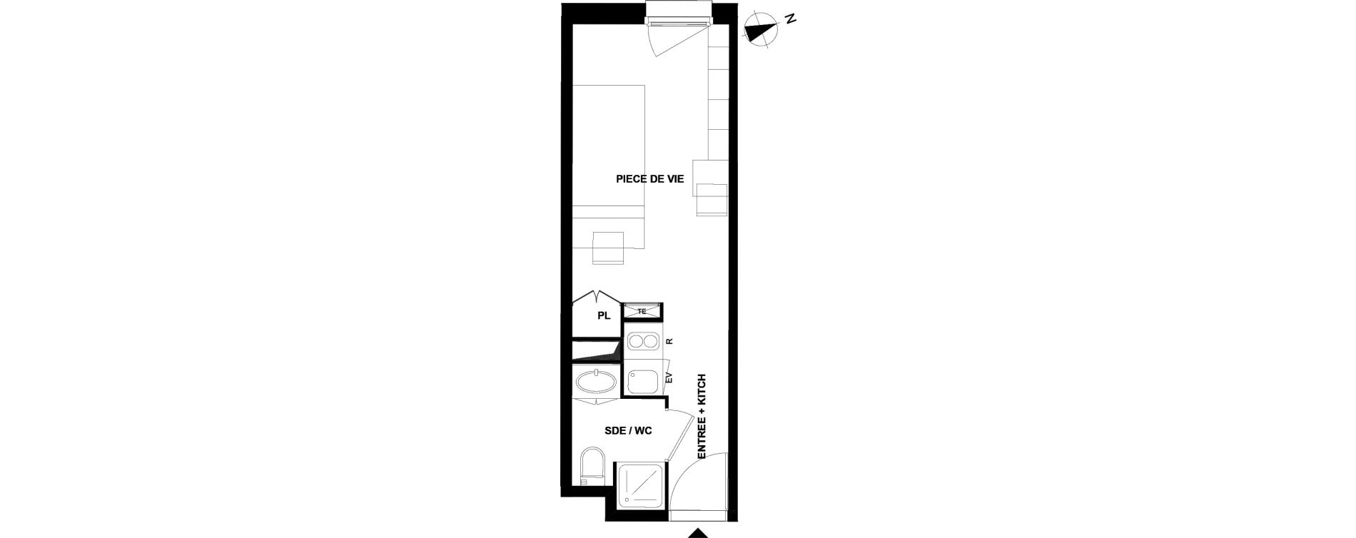 Appartement T1 de 19,81 m2 &agrave; Pau Pau nord